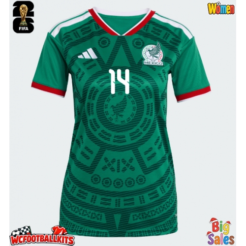 Mexico Armando Gonzalez #14 Replica Home Stadium Shirt for Women World Cup 2026 Short Sleeve